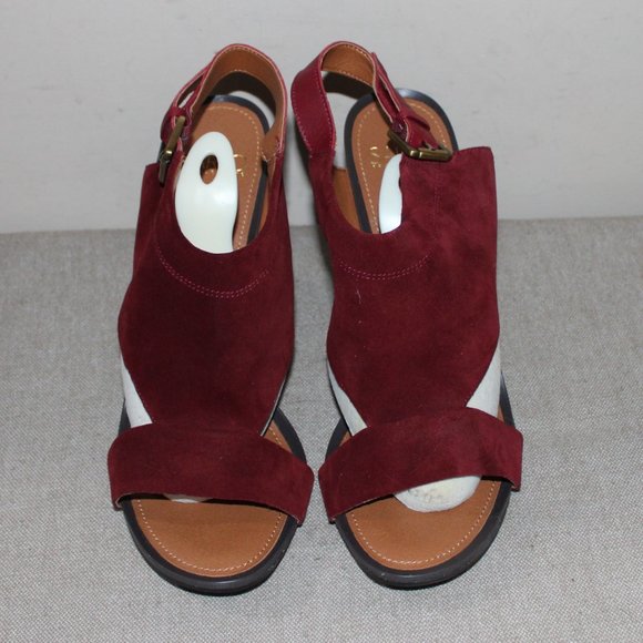 LADIE SARTO BY FRANCO SARTO OPEN TOE/SLING BACK HEELS - 9 1/2 - WINE - Picture 2 of 7